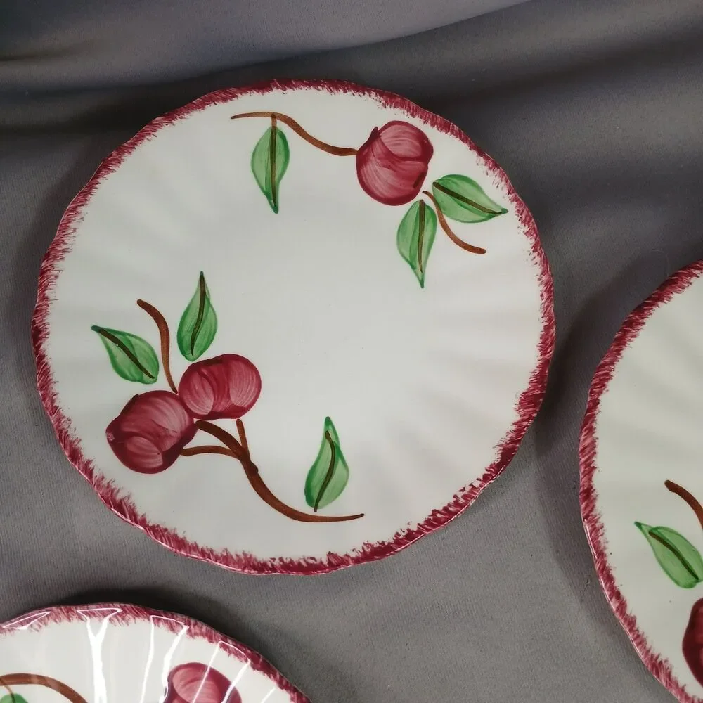 4 Blue Ridge Southern Pottery 4 Bread and Butter Plates Crab Apple